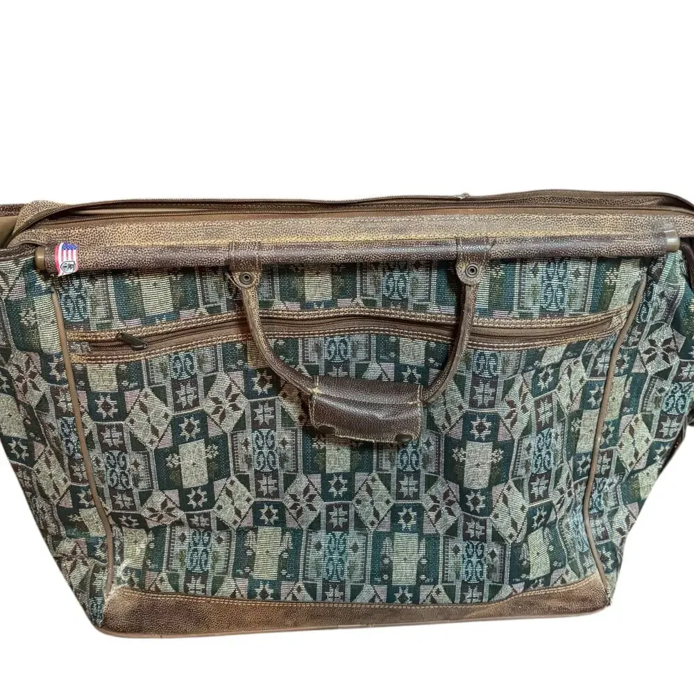 American Tourister Tapestry 2 Piece Set Large Carpet Bagger Tote Garment Bag